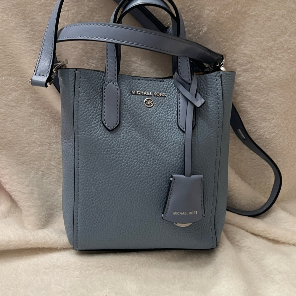 Michael Kors Blue Leather Tote Bag